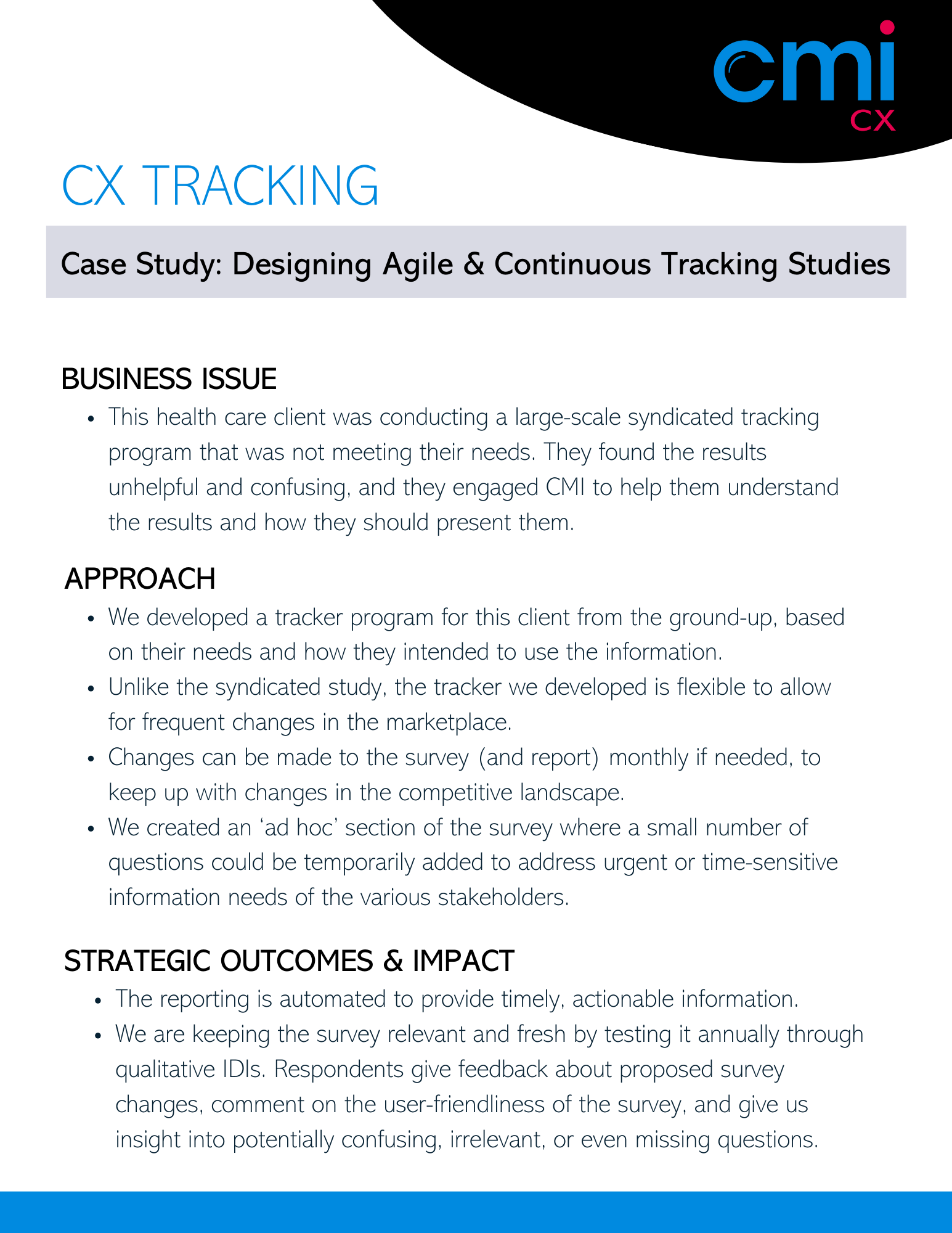 Case Study: Agile CX Tracking - CMI Research